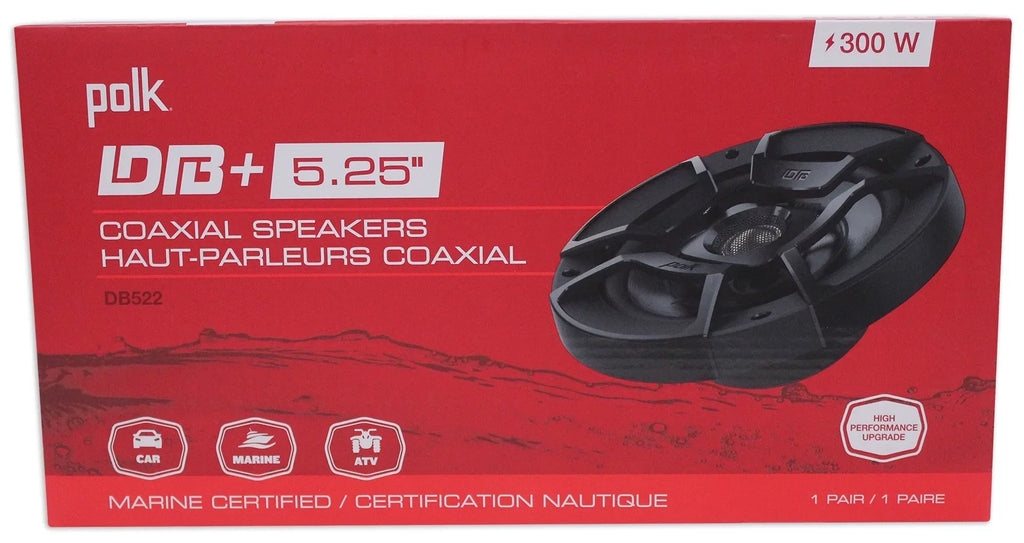 Polk Rockville with Audio RPB1 Speakers Bundle 600w Audio Car (2) Watt 5.25" Marine/ATV/Motorcycle/Boat (2) 10 DB522