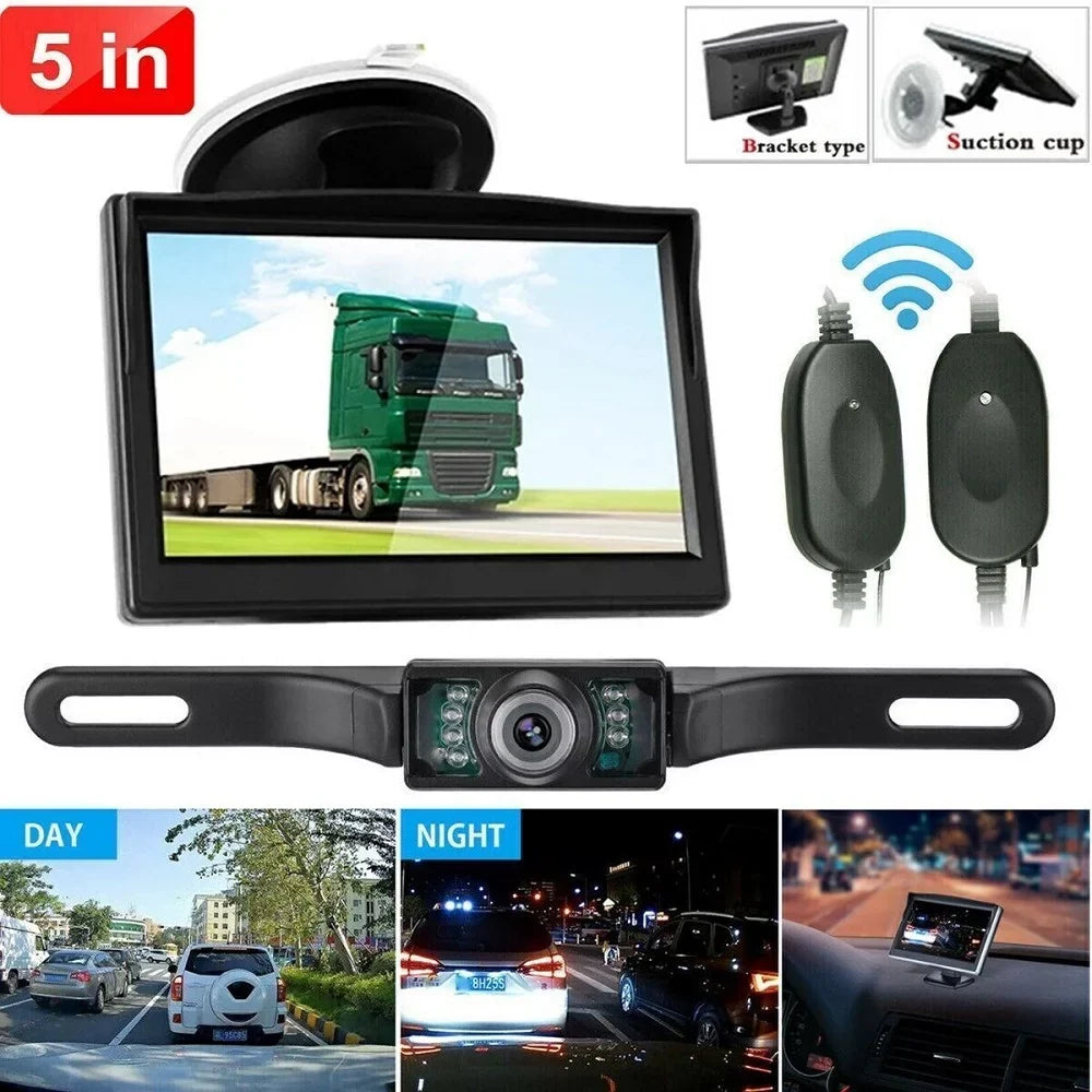 5" HD Camera Wireless Parking System View Rear Backup Piece 1 Vision Car Night Monitor with