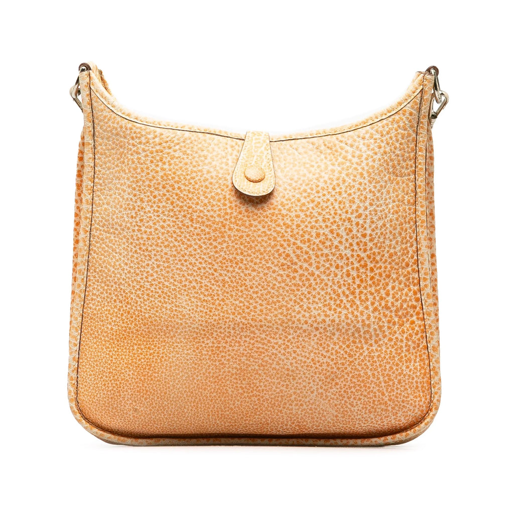Unisex Evelyne Authenticated Orange Buffalo Leather Crossbody Hermès Pre-Owned PM Bag Dalmatian Calf I (Good)