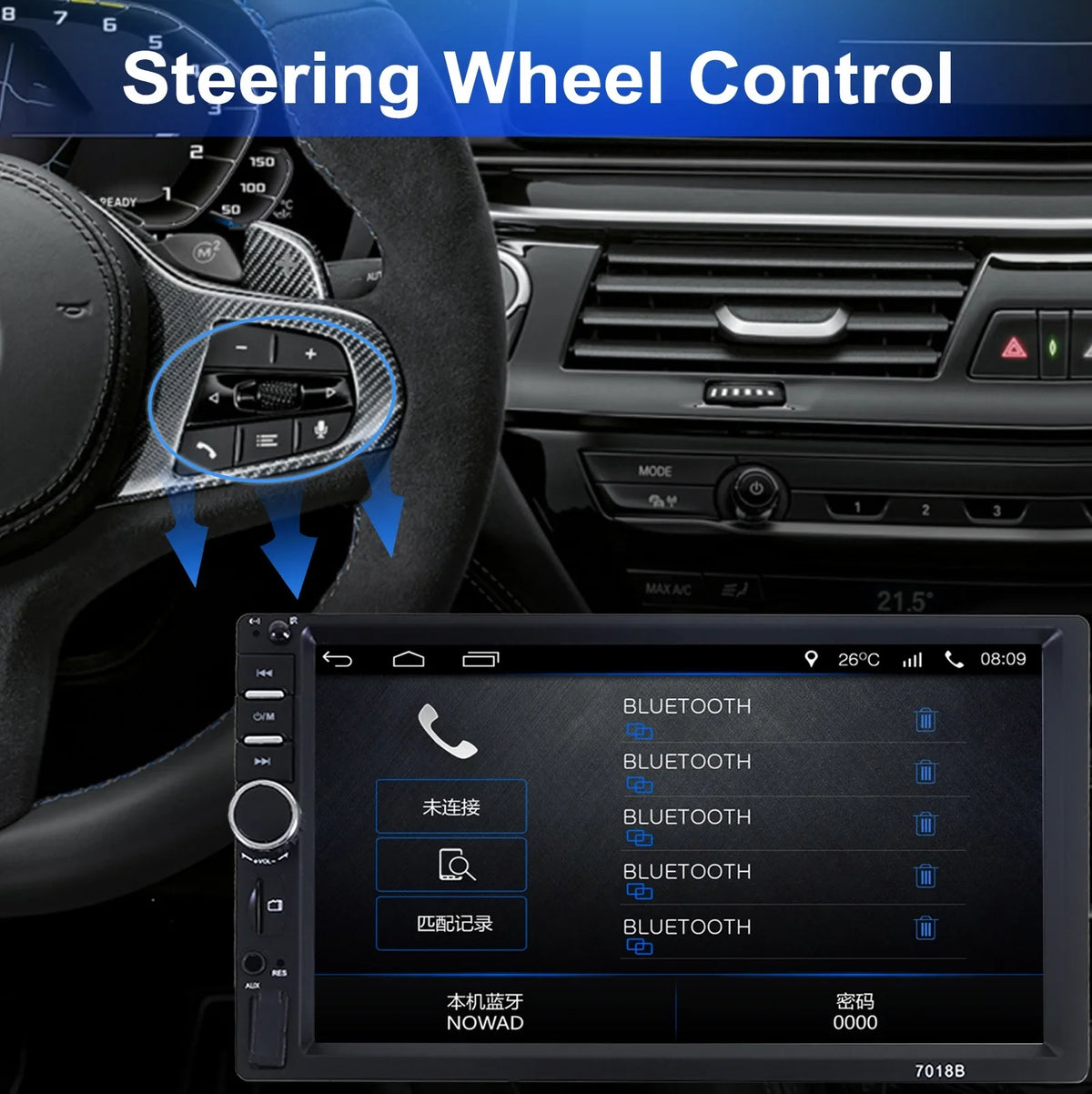 Double Receiver 7" Car Radio Stereo Free Touch Radio Link/USB/SD/AUX, Audio Screen Mirror Support Hands Bluetooth Backup Calling Radio - Car Camera Din Car with