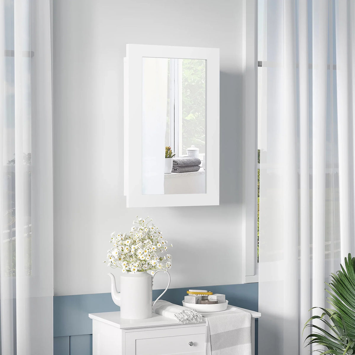 Medicine Bathroom Cabinet, Mounted Cabinet, Wall Mirror kleankin White