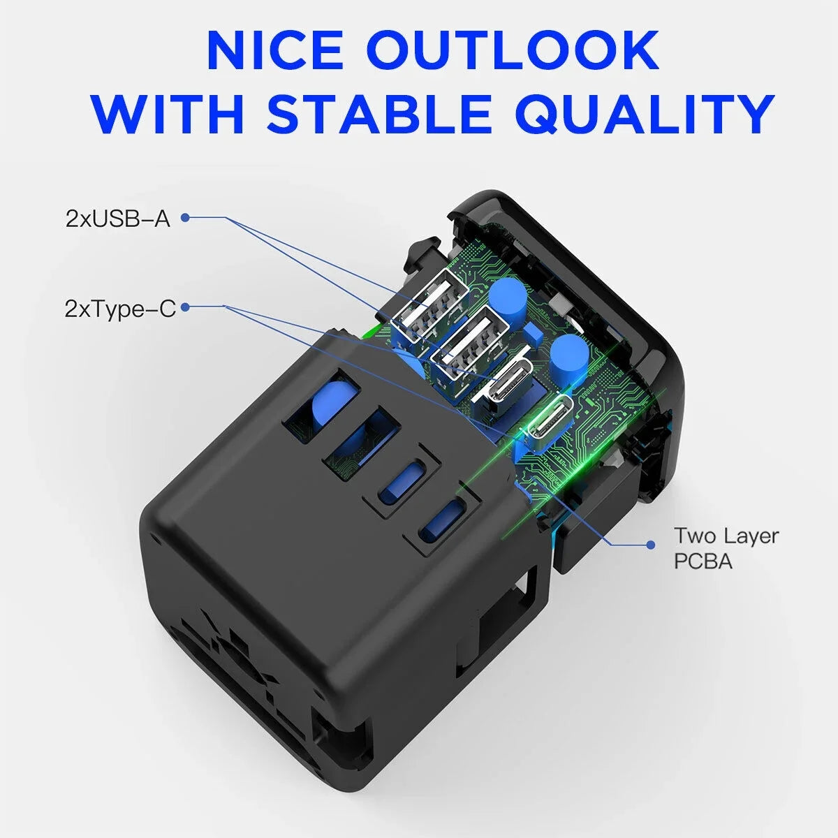 2 Universal Plug USB+2 Power C Travel Outlet USB AICase Adapter Converter International