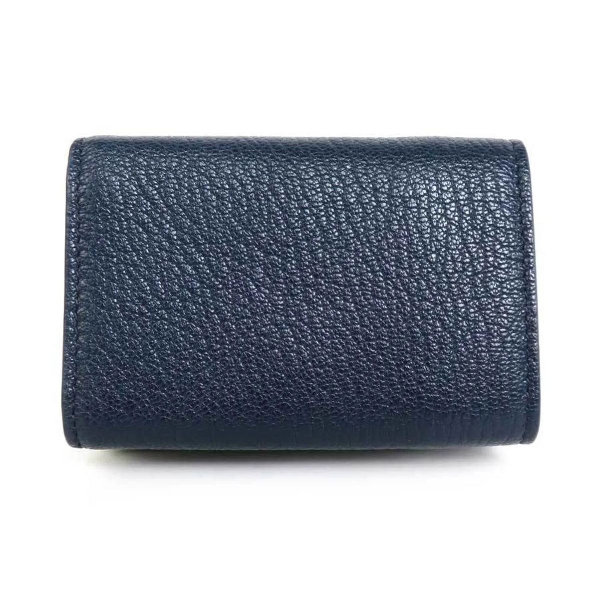 leather Pre-Owned Balenciaga gold wallet mini navy (Good) trifold BALENCIAGA