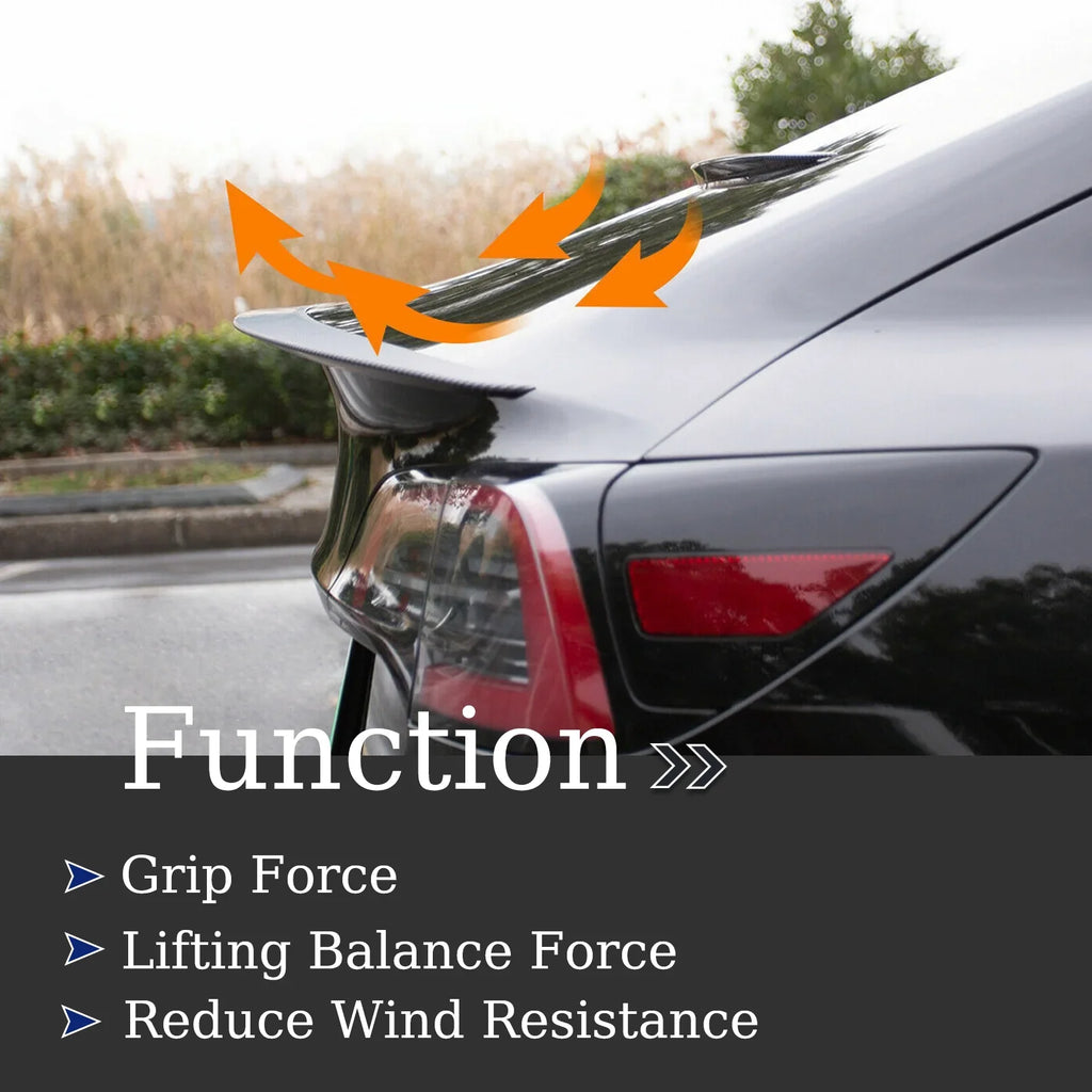 3 2017 For Wing - Carbon Tesla (Matte Spoiler Model Lip Trunk Fiber) 2023 Rear
