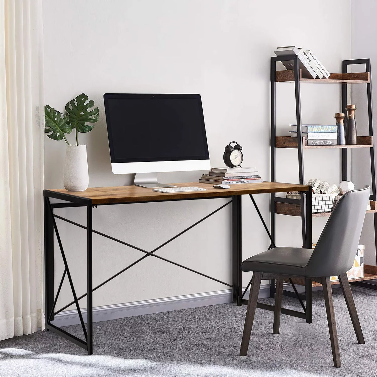 40 Lacoo inches Home Desk, Desk Brown Study Simple Writing Modern Office
