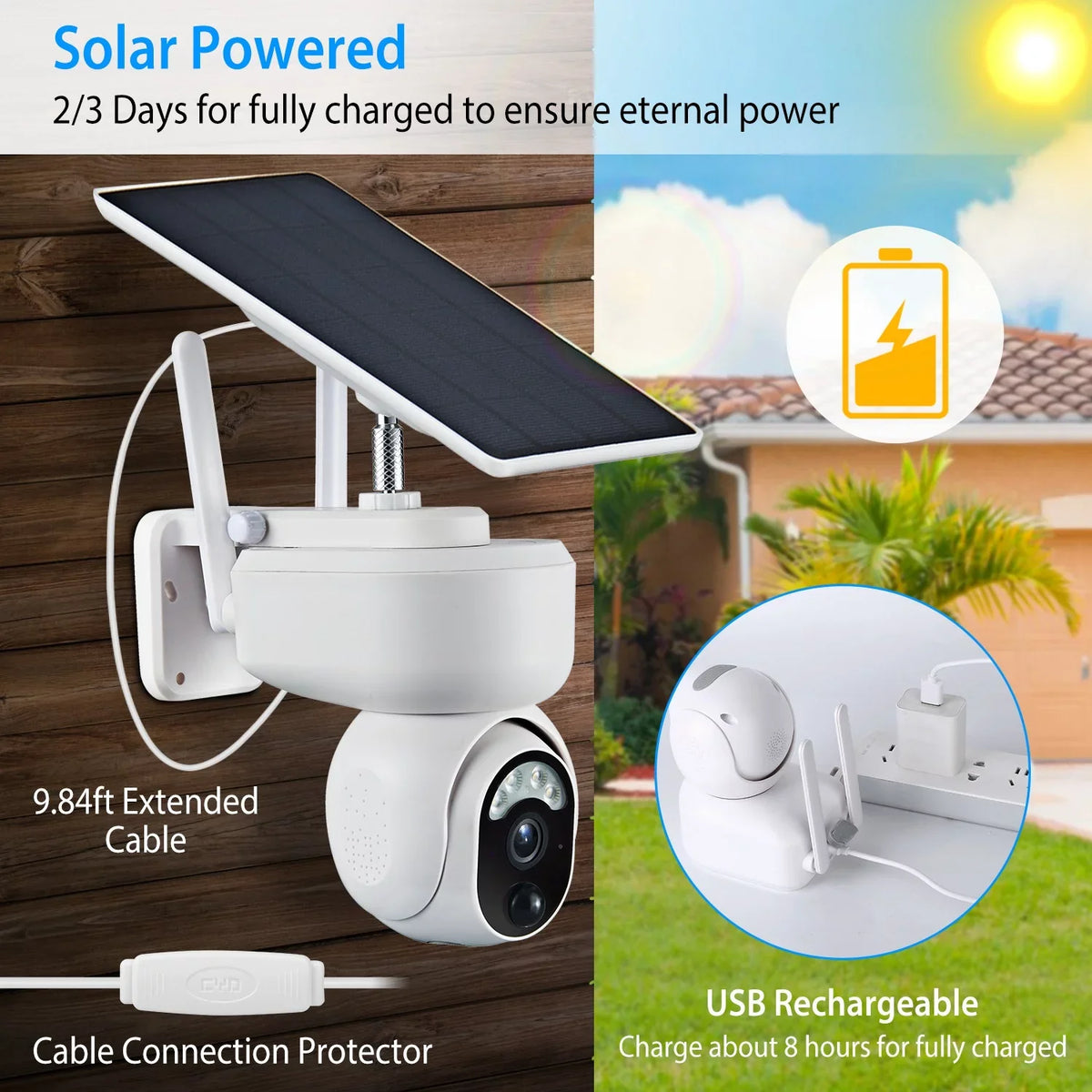 Camera Color Outdoor Battery WIFI Powered Audio Night Home Camera 1080P Siren Light Vision Detection Surveillance for Human iMounTEK Flood Wireless Security Solar 2-Way