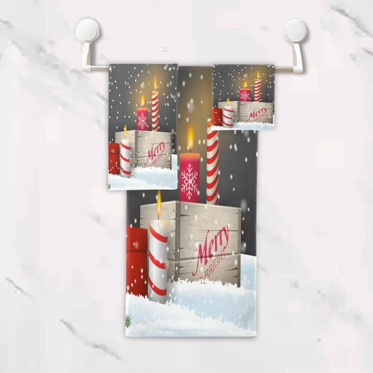 Bathroom of Gym Christmas for Bath 3, Washcloth Soft Set Highly with Towel Towels Absorbent Wellsay Towel Hotel Hand Spa Towel, and Gnome