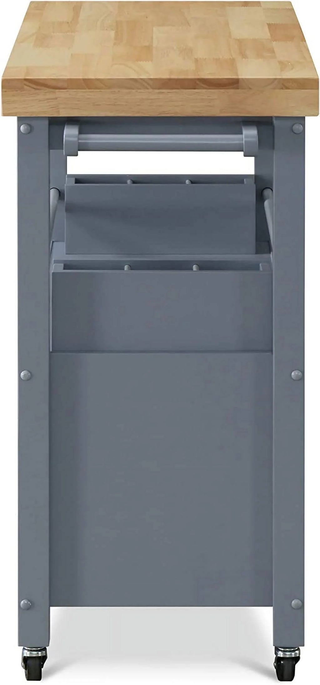 Wheels Apartment Cart Rolling Storage, With Butcher And Cabinet For Bar Portable Island Organization Block Kitchen Table, Anson Home Gray ,