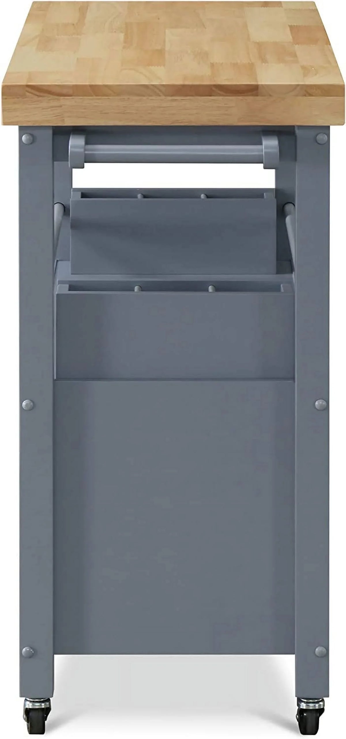 Wheels Apartment Cart Rolling Storage, With Butcher And Cabinet For Bar Portable Island Organization Block Kitchen Table, Anson Home Gray ,