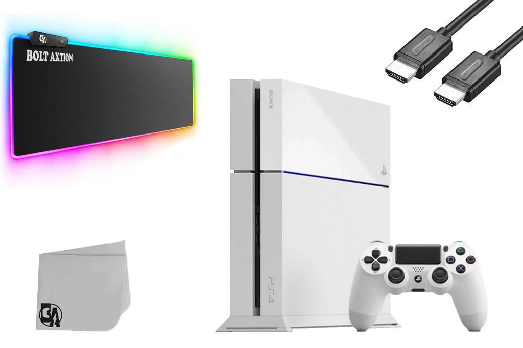 500GB Mat Used Bundle BOLT Sony 4 PlayStation AXTION Gaming with Console Gaming White