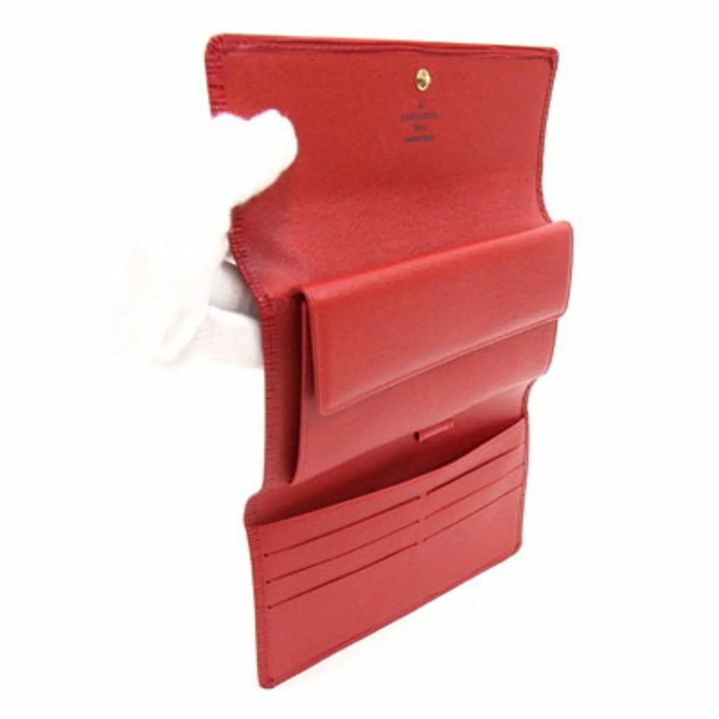 Louis International Tresor Pre-Owned Vuitton Castilean Ladies Wallet M63387 Red Porto Tri-Fold Epi (Good)