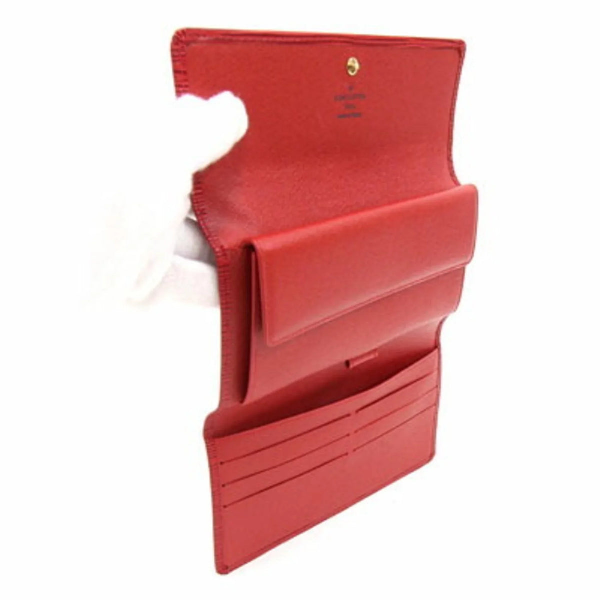 Louis International Tresor Pre-Owned Vuitton Castilean Ladies Wallet M63387 Red Porto Tri-Fold Epi (Good)