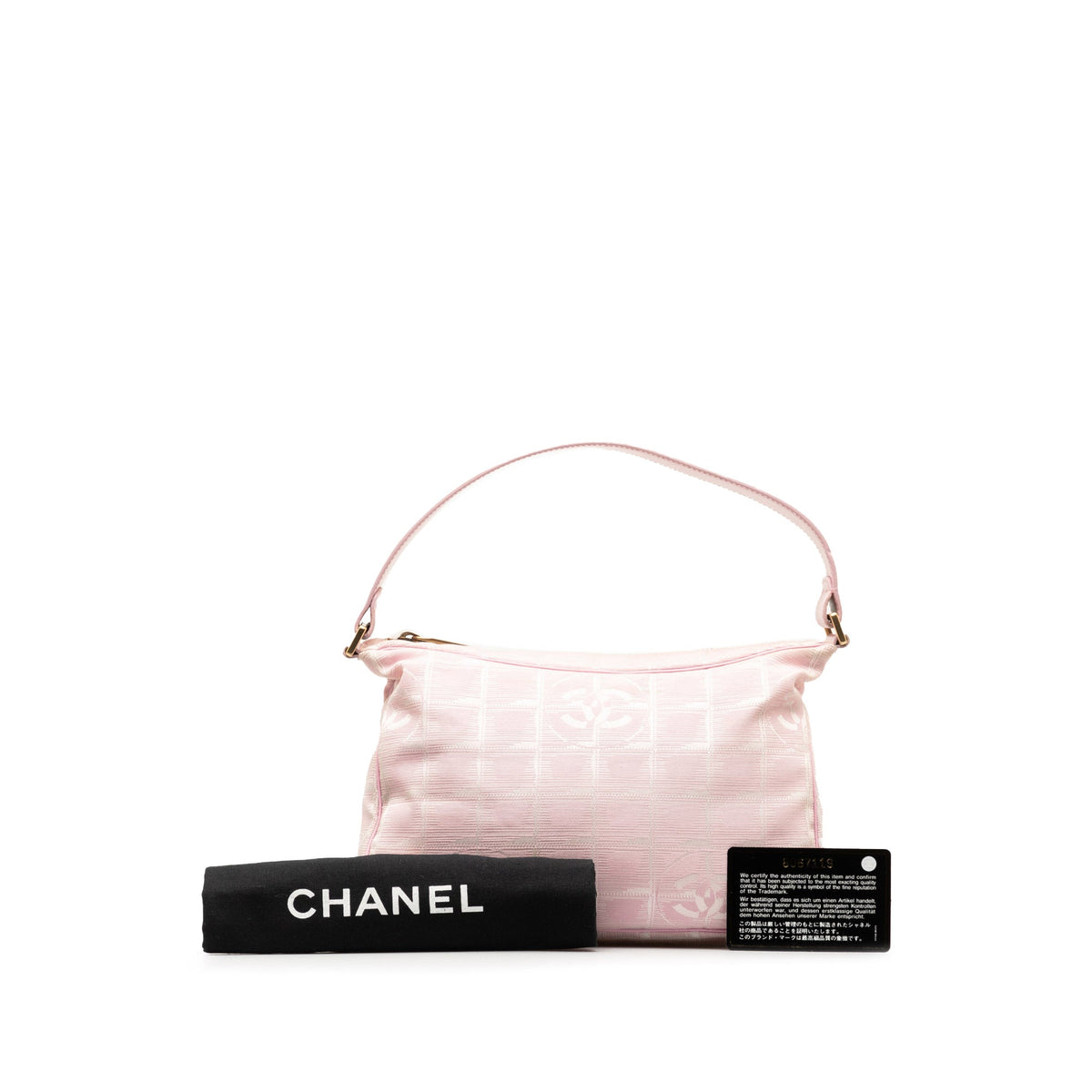 Authenticated New (Good) Travel Chanel Pink Unisex Handbag Fabric Pre-Owned Nylon HandleBag Top Line