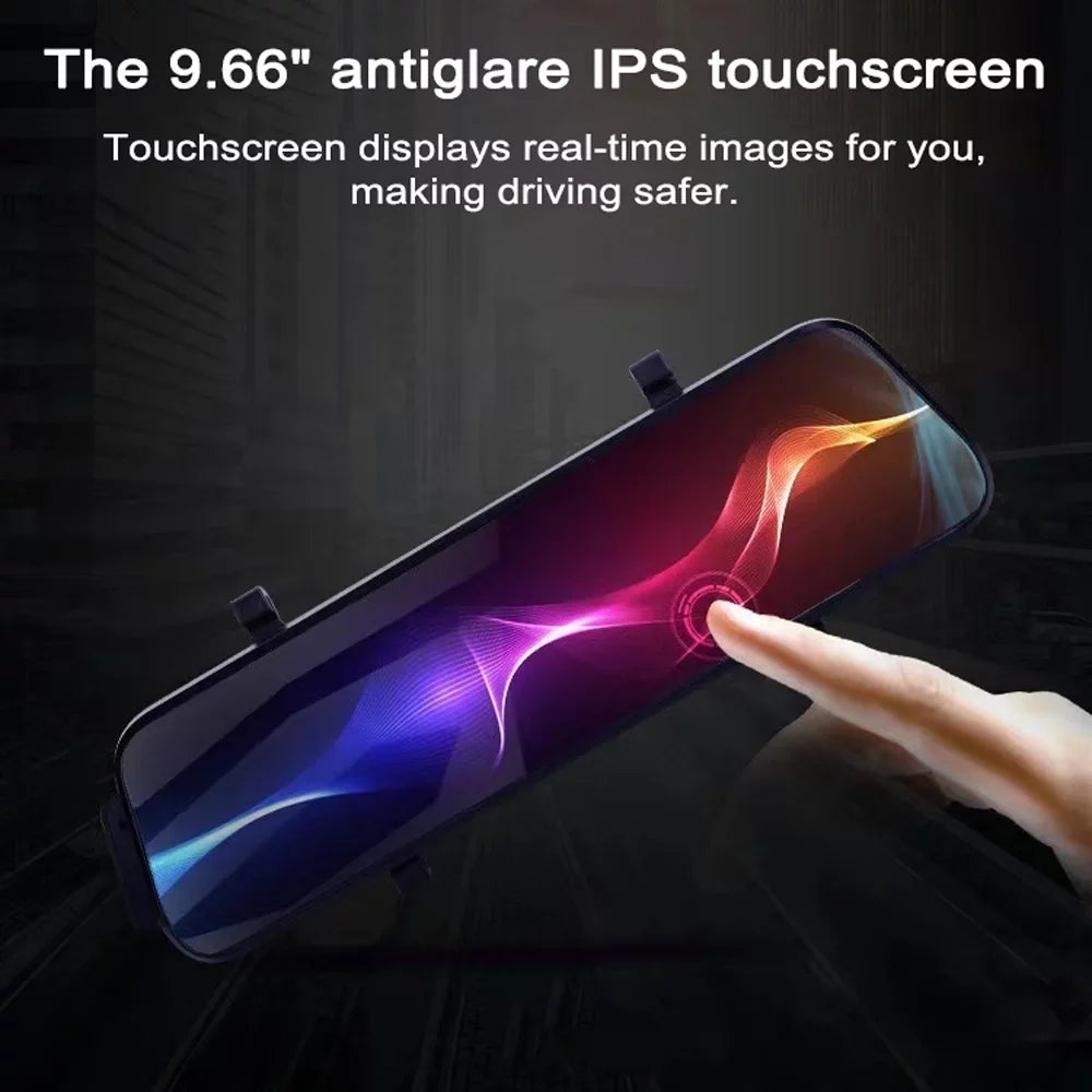 Locking Motion Monitor, - - Collision Rear 9.66 Angle 1080P Cam Night-Vision, Dash Recorder DVR Touchscreen Support, Camera - Front Driving Inch & Detection Dual Wide Loop Parking