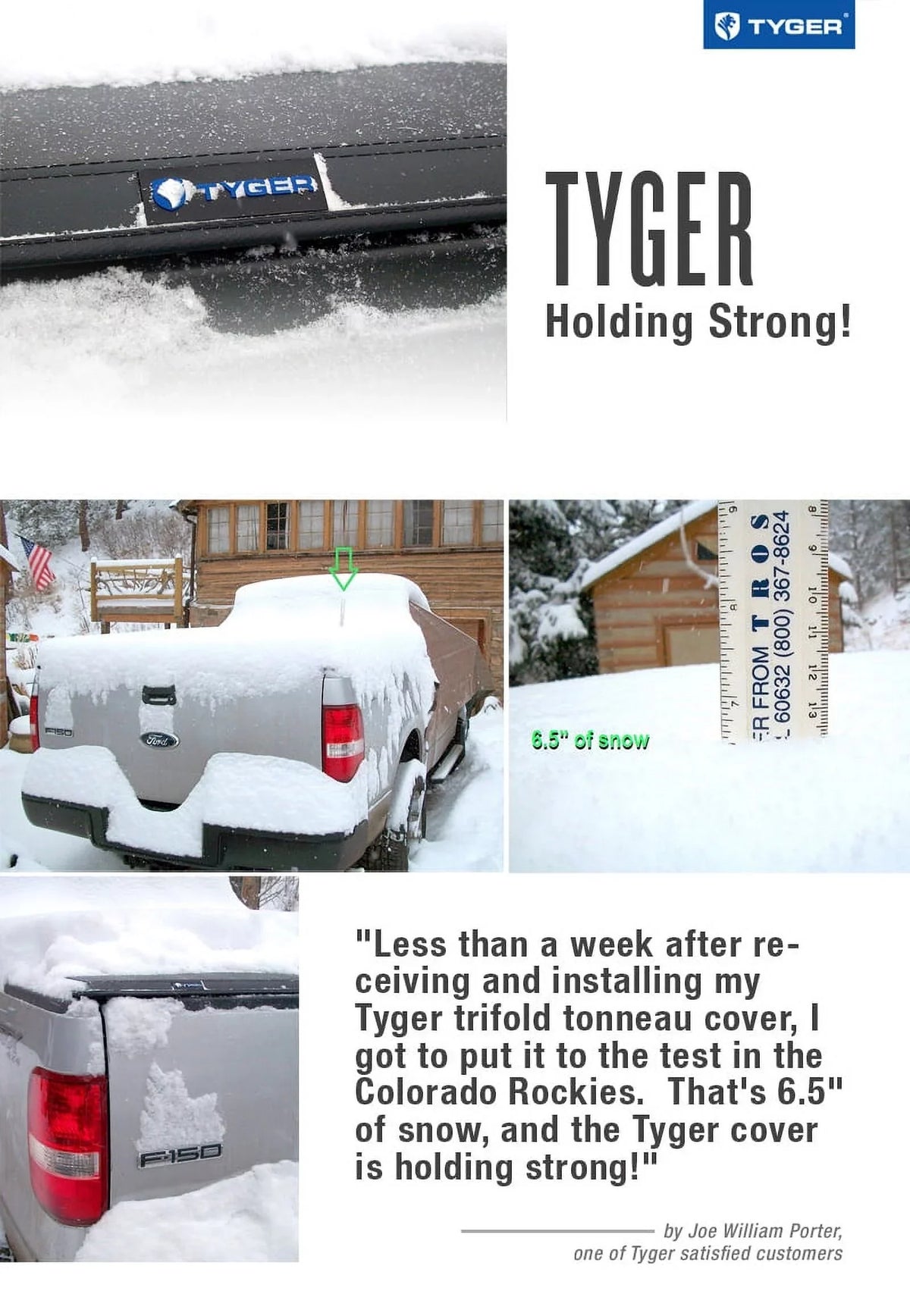 | 6.5' Bed Vinyl Tundra T3 Tyger TG-BC3T1033 | Toyota Cover Truck Compatible 2007-2013 with Tri-fold | Tonneau Bed Soft Auto