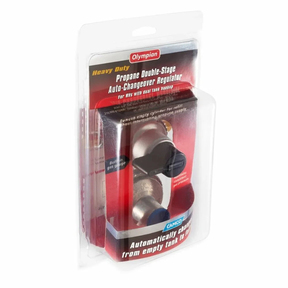 For Propane Dual Regulator- Camco Full a with Change With Hookups, (59005) Auto to Empty Auto-Changeover RVs From Tank Constant Double-Stage Tanks Propane Gas Maintains Pressure