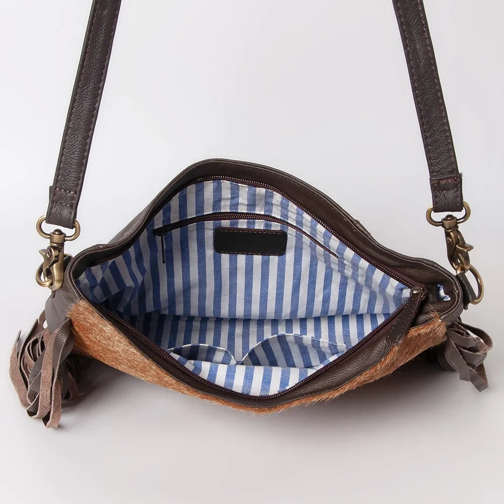 Genuine purse handbag western Hand Hair-on Leather HOBO KB KBK126 Tooled bag OHLAY women