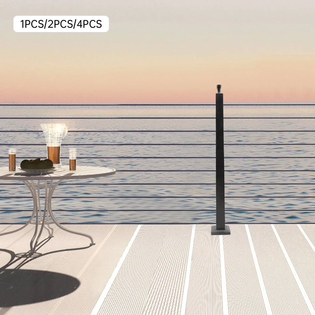 Cable Concrete Level Post Sides Deck Pre-Drilled Railing Two for Wood Steel Fence Level Stainless Square System Railing 36''x2''x2'' Post Cable