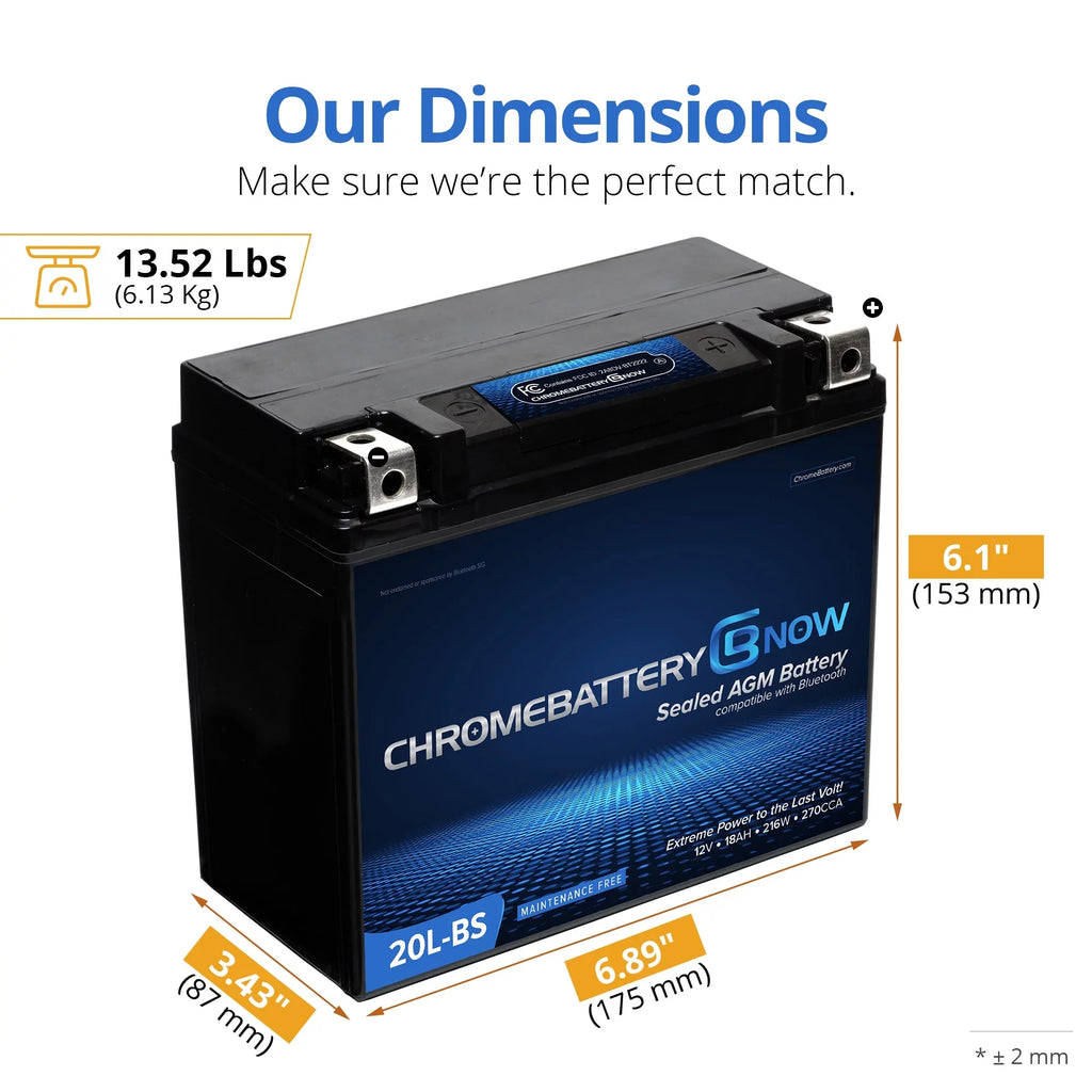 (2018 - Battery Battery (20l-bs 270 Ah, Volt,18 Ytx20l-bs (sea-doo) 900 Smartphone Connectivity 2020) 12 Brp Wireless for AGM Personal Watercraft Now 90 Intelligent Chrome Years - Gti Cca)