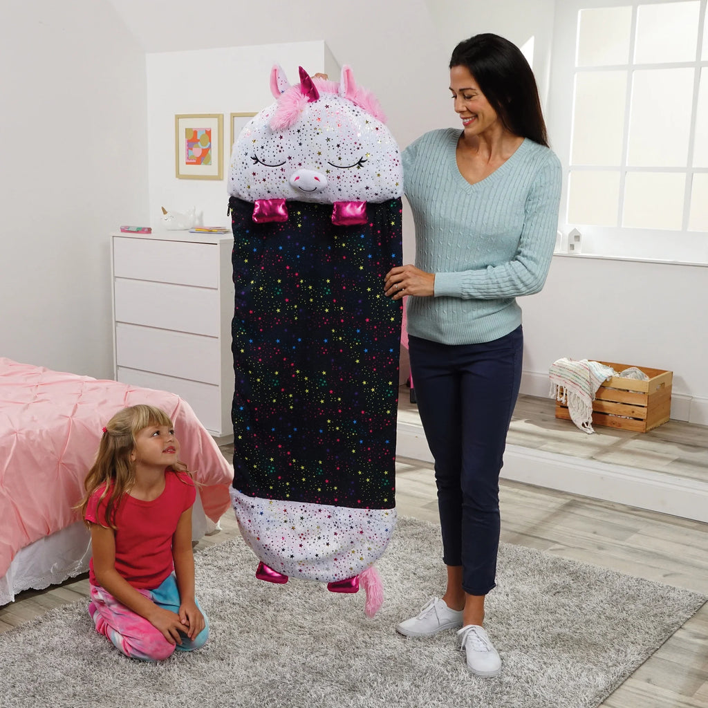 Happy One, Sleeping in Unicorn Pillow Nappers Plush and Toy Sack