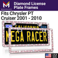Chrysler 2 Sparkly Frame Racer Plate Car Rhinestones, - Bling Screws, with PT Cruiser 2001 01 Diamond Pink Mounting PT Cruiser - License 10 Holes 2010 Plate Frames License Mega Chrysler