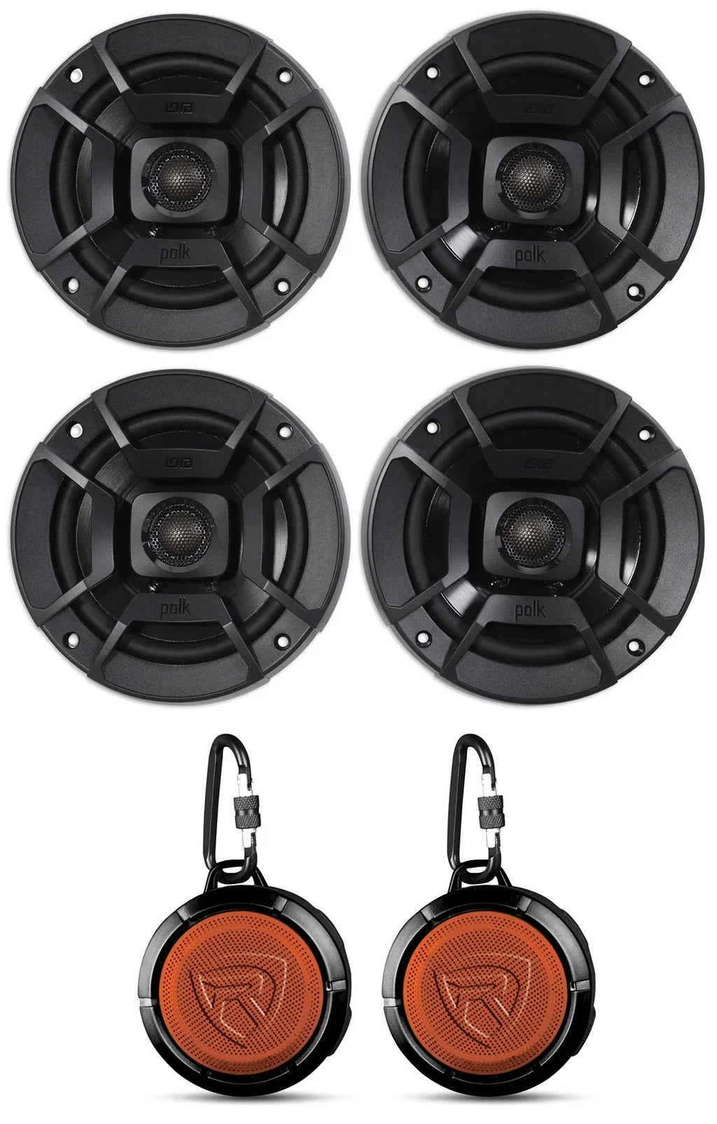 Polk Rockville with Audio RPB1 Speakers Bundle 600w Audio Car (2) Watt 5.25" Marine/ATV/Motorcycle/Boat (2) 10 DB522