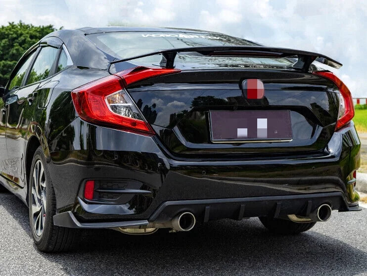 Brake Black Sedan Trunk Civic 2016-2021 Spoiler For Wing Lip Light Honda Glossy