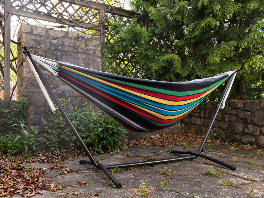 Blue Hammock Collection Black The Hamptons and Brazilian Hammock a Striped Style 110” with Steel