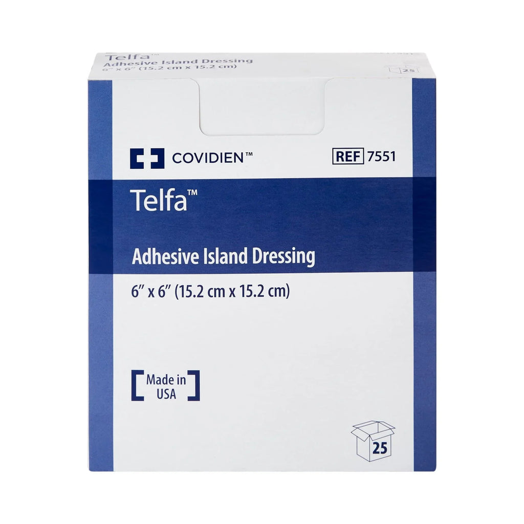 Non-Woven Sterile Telfa x 6 Count, 6 White 1 Adhesive inches, Square 25 Pack Dressings,