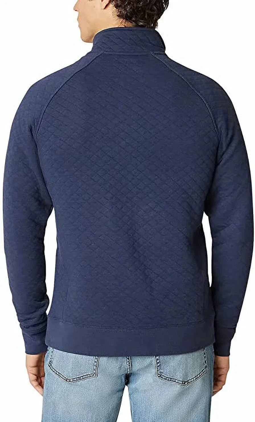 Medium) Quarter Pullover Mock Snap Quilted Mens Midweight Bauer (Blue, Eddie