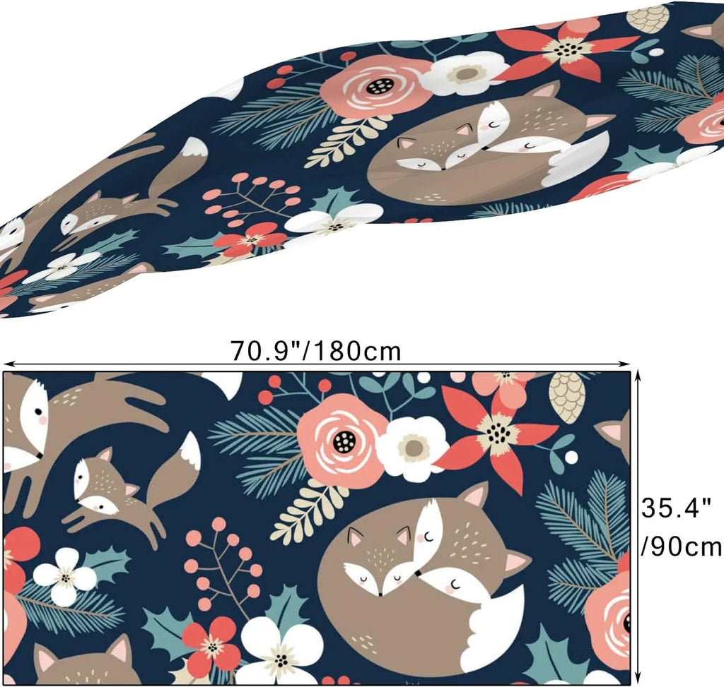 Flowers Shawl Wrap and Scarf Scarves Blue on Lightweight Dark Hyjoy Foxes Long for Silk Neck Women Girls Cute