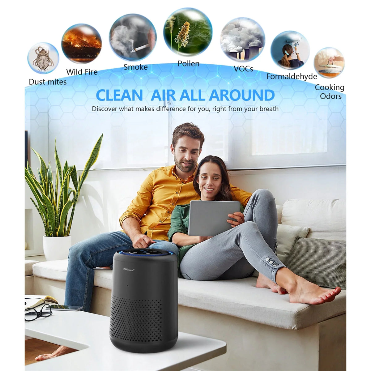 of HEPA Allergens, Filter Home Removes Odor Purifiers Mold, Pollen, Fur, , True Ozone Dust, H13 Air Mode, HEPA for Quiet Smoke, Hair, Bedroom, Free