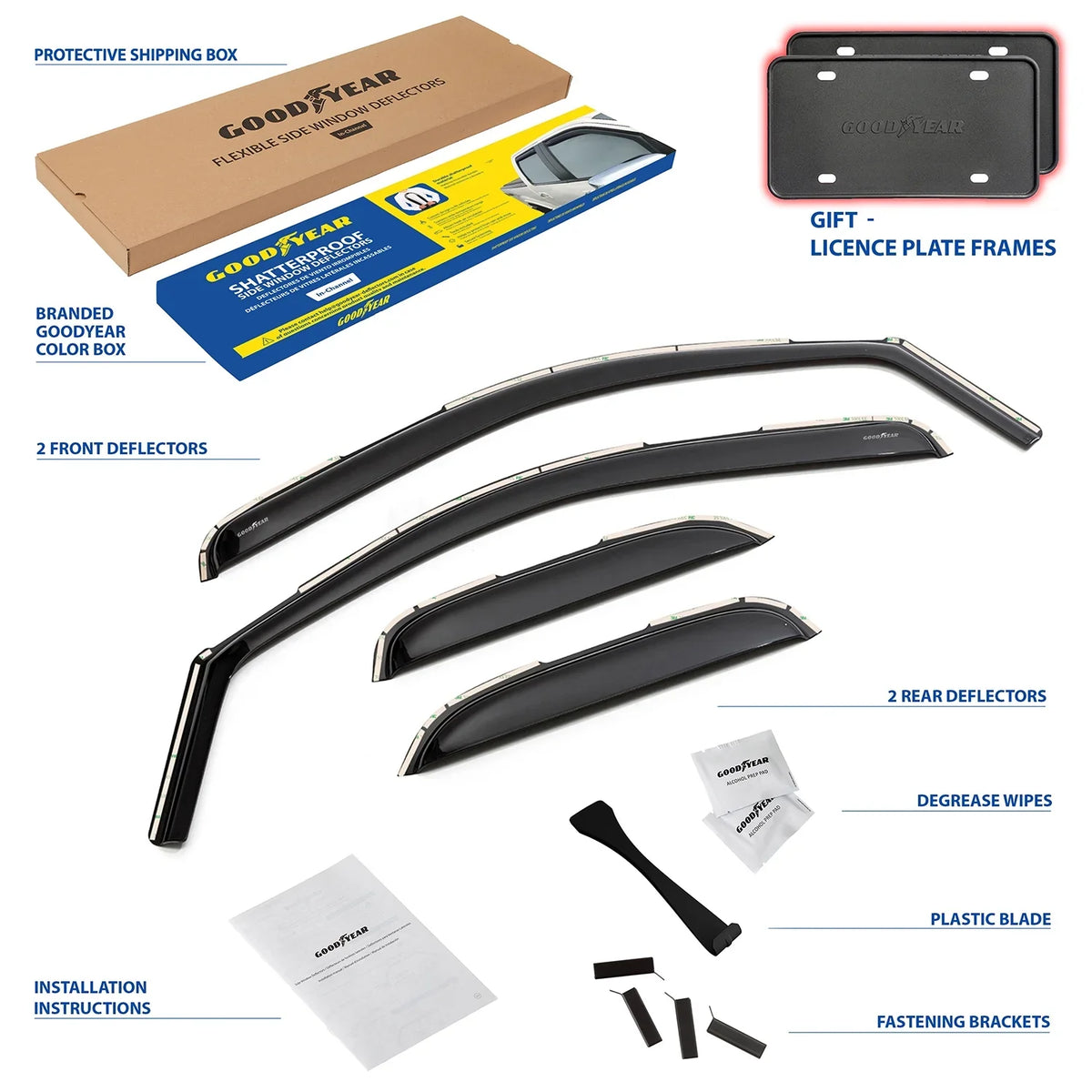 2500HD/3500HD Accessories,4 Cars,Vent Silverado Window 2007-2014 Deflectors for for Chevrolet(Chevy) Extended Visors Cab,Rain in-Channel Guards,Window Goodyear Deflector,Car Shatterproof pcs-GY007713