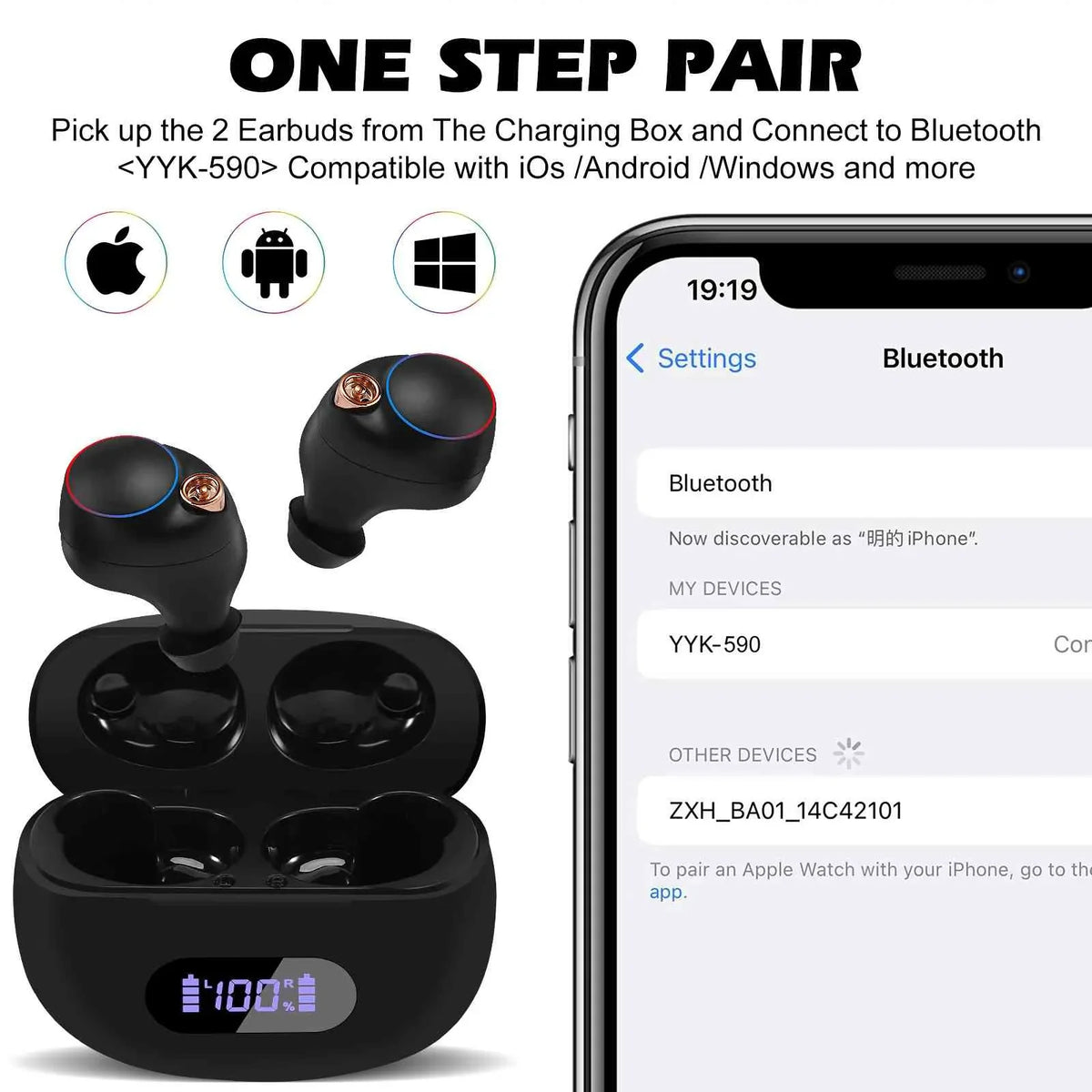 Plus Dual Connect, Compatible Bluetooth (2020) IPX5 + Water Bluetooth Amazon HD Case, Boost Connection, Wireless with Fire Resistance, Charging 8 5.2 Black, True Earbuds UrbanX Bass Balanced,