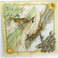 pattern paper Salvatore ladies Ferragamo leopard FERRAGAMO yellow print scarf animal SALVATORE silk (Good) Pre-Owned muffler