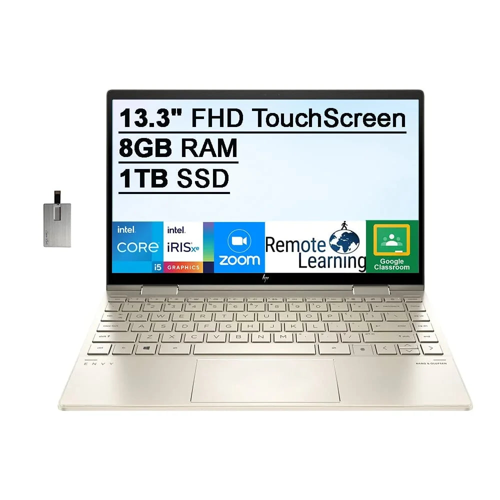 11, 2-in-1 USB Touchscreen Laptop, Card 2021 RAM, SSD, Windows Iris Backlit Envy Webcam, Core Graphics, Xe 32GB Gold, (Beats 13.3" 8GB Keyboard, Intel i5-1135G7 i7-1065g7), HP PCIe FHD X360 1TB