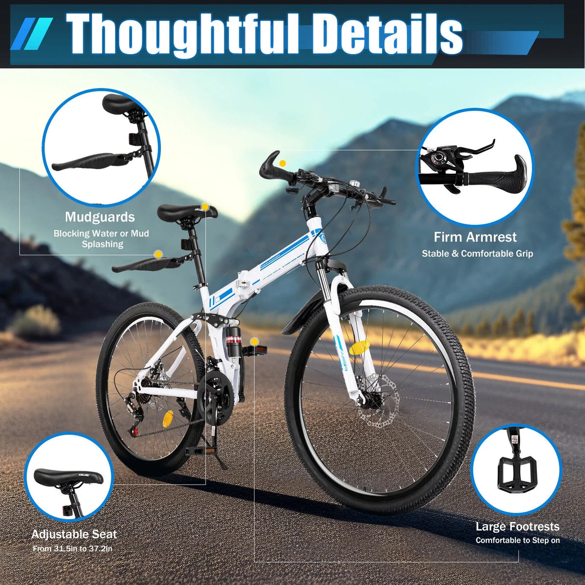 26" School Bike Bicycle Bikes Disc Brake Men Folding Dual SHZICMY Speed 21 Mountain MTB