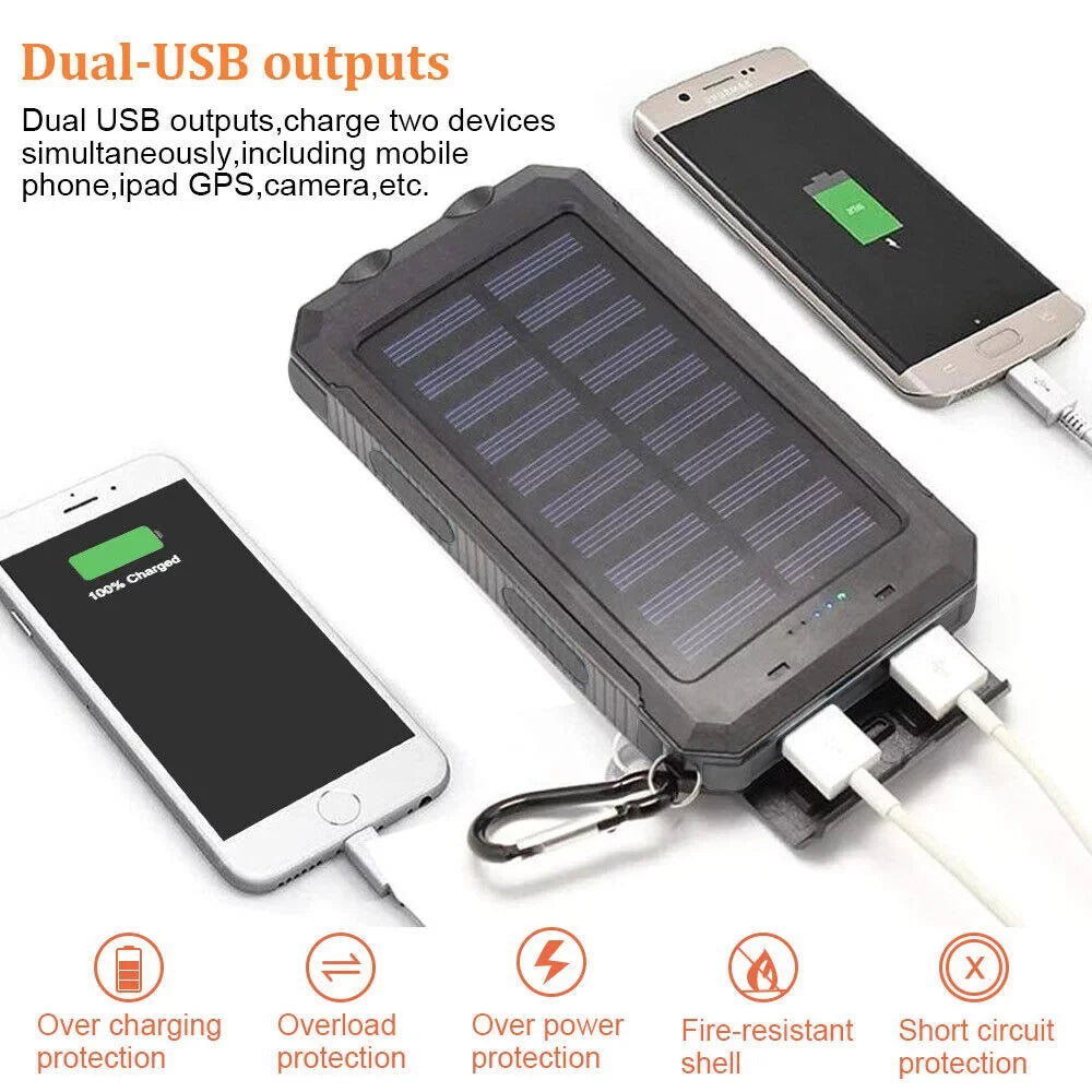 Power US External Bank Solar Battery Waterproof Portable Charger 9000000mAh 2023