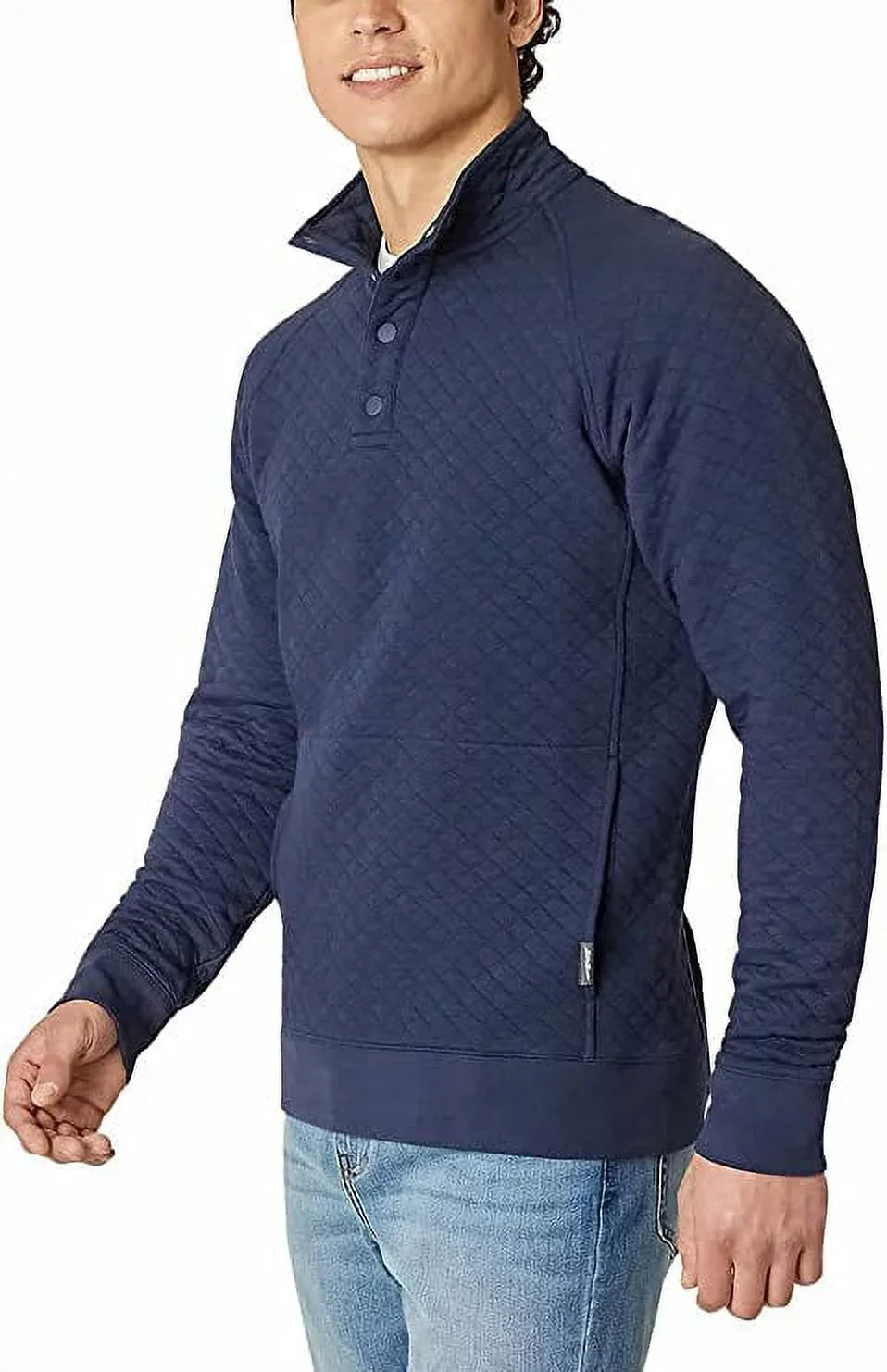 Medium) Quarter Pullover Mock Snap Quilted Mens Midweight Bauer (Blue, Eddie