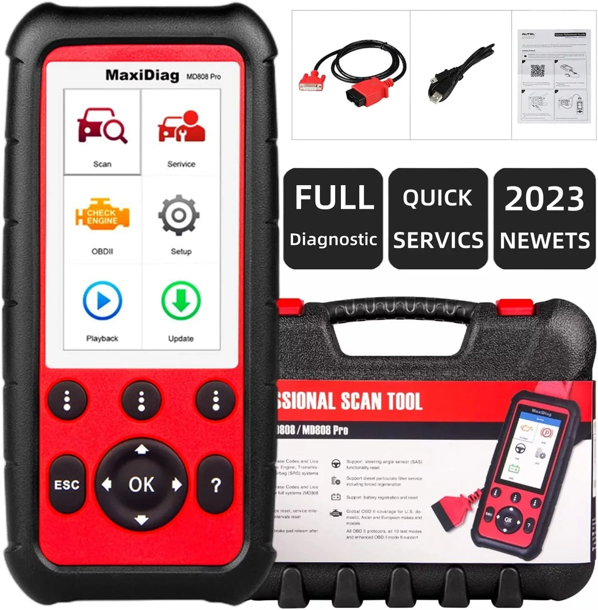 Data Autel Read/Clear EPB/ Brake MD808 Relearn Relearn Registration Parking Scanner MaxiDiag OBD2 Pad Live Diesel Regeneration Steering Reset Angle Codes Reset Oil Filter Battery Particulate Pro and