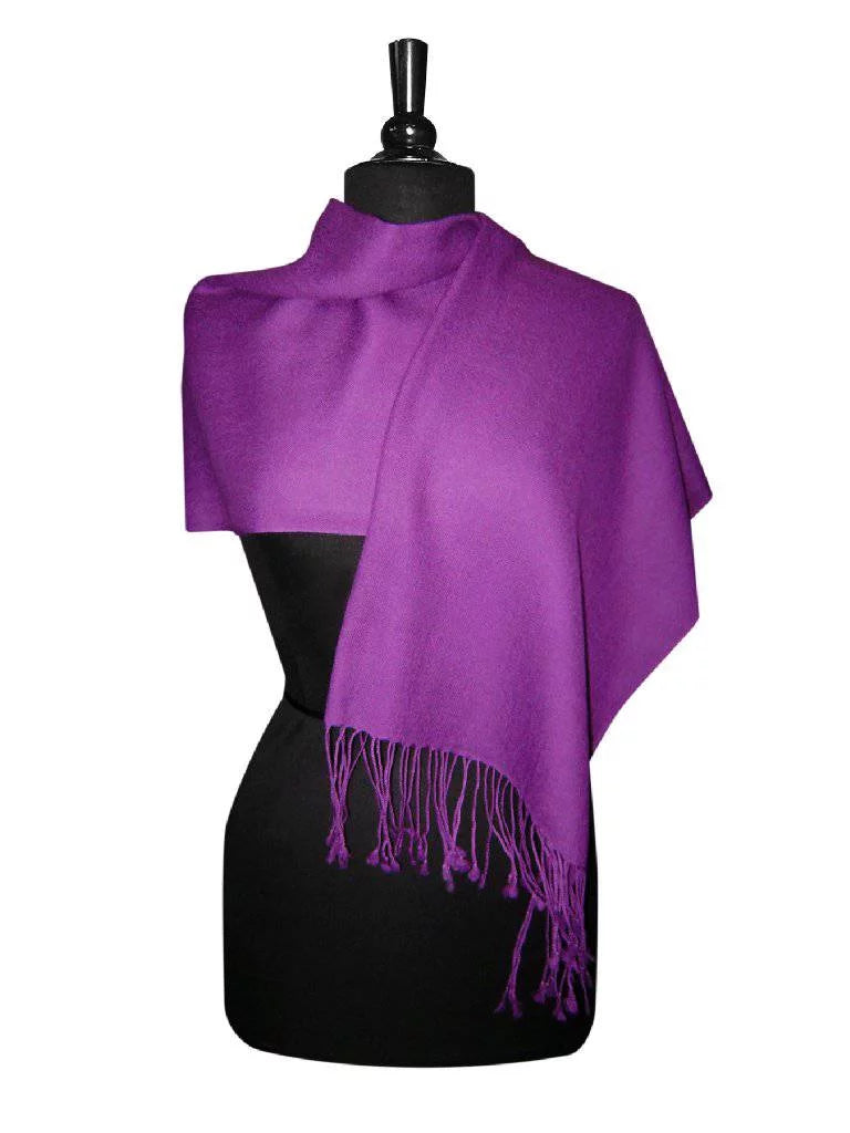 Scarf Pashmina INDIGO PURPLE Solid Biagio 100% Shawl Wool Womens Wrap Color