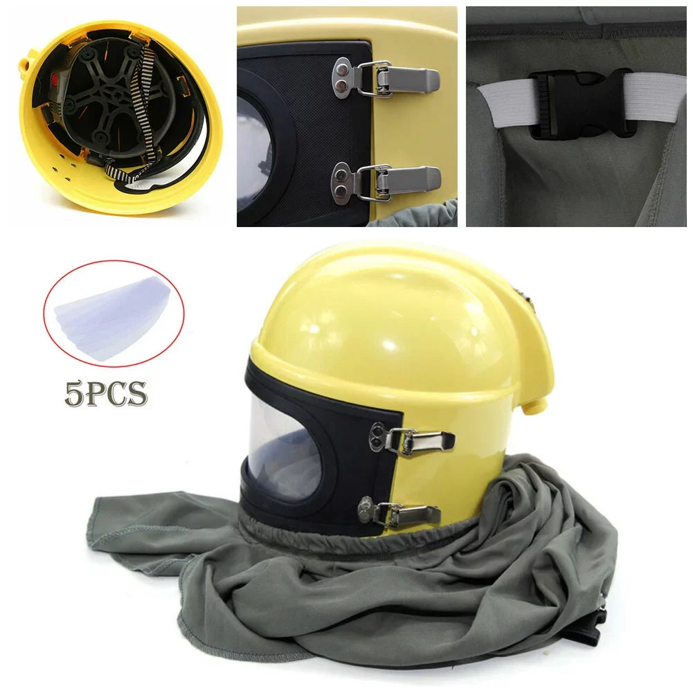 Helmet Supplied Protector Sand FED Hood Blast Sandblast AIR Safety Yellow