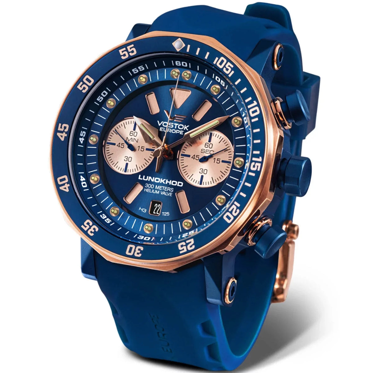 Rose Blue Vostok-Europe 2 Lunokhod Gold Grand Chrono