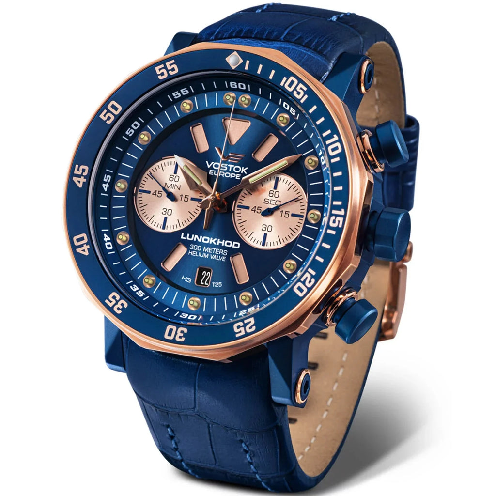 Rose Blue Vostok-Europe 2 Lunokhod Gold Grand Chrono