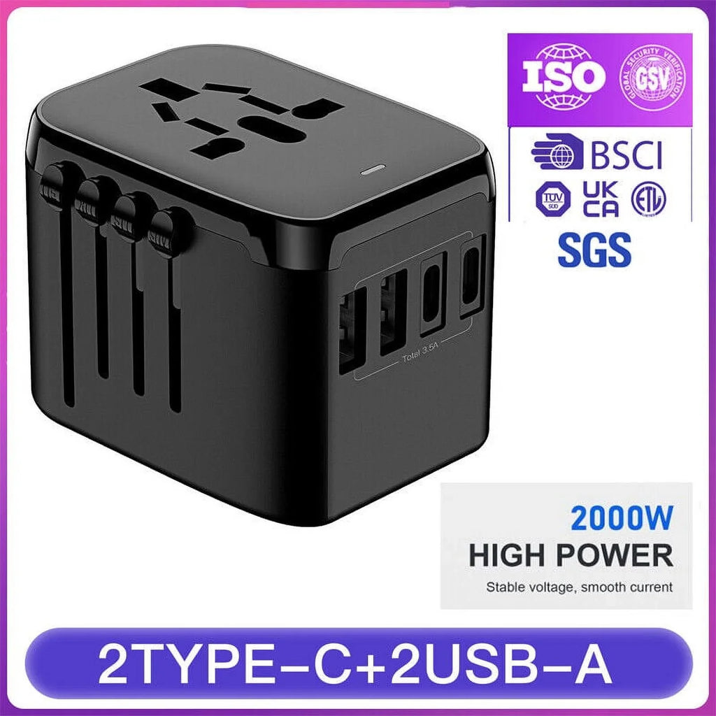 2 Universal Plug USB+2 Power C Travel Outlet USB AICase Adapter Converter International