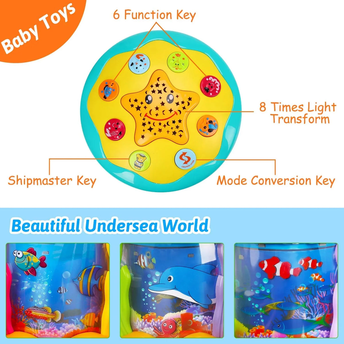 Projector Months Baby Musical 4 ISHANTECH 12 1 Rotating Up Toys to Ocean Toys Light Crawling in 6 Tummy Time Learning