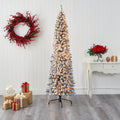 Natural Nearly 7' Tree Pencil Clear Prelit Lights 400 Artificial Flocked White Christmas