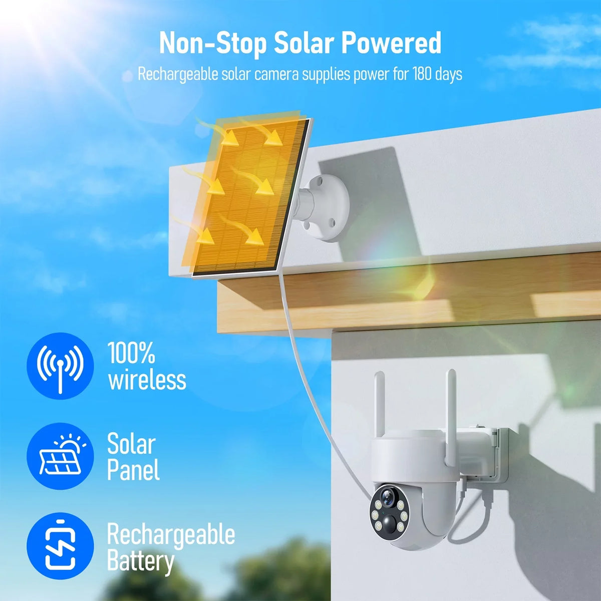 Toguard Outdoor Camera Camera Dome Solar Wireless Security 2K/4MP SC21 WiFi PTZ
