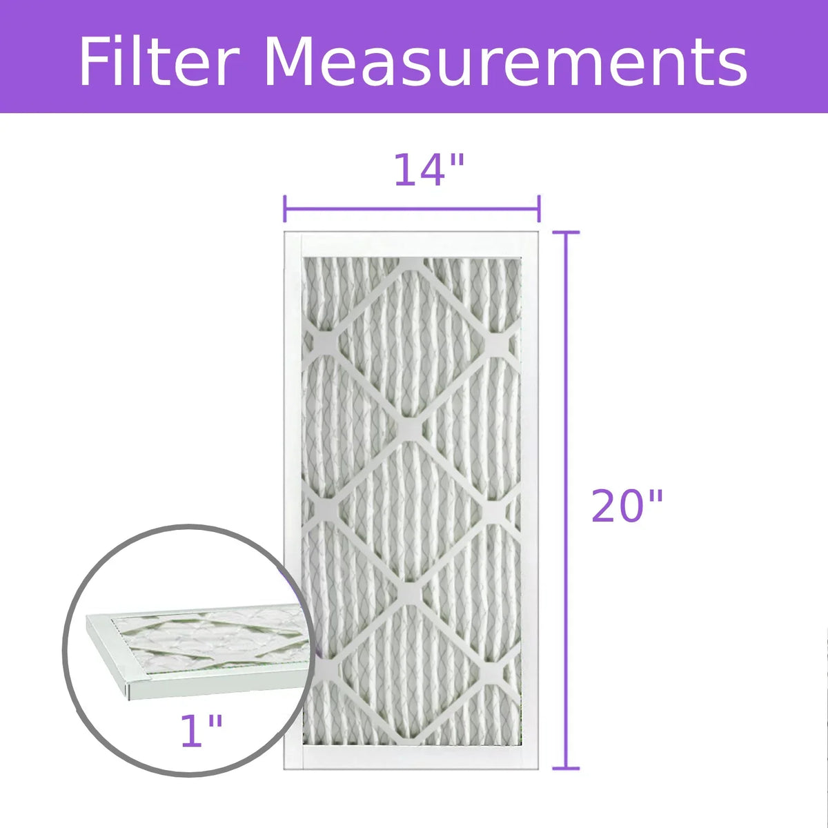 Air Surface Pleated 14x20x1, Extended 8, Filter, Mechanical (6 Purolator MERV DMK80 Pack)