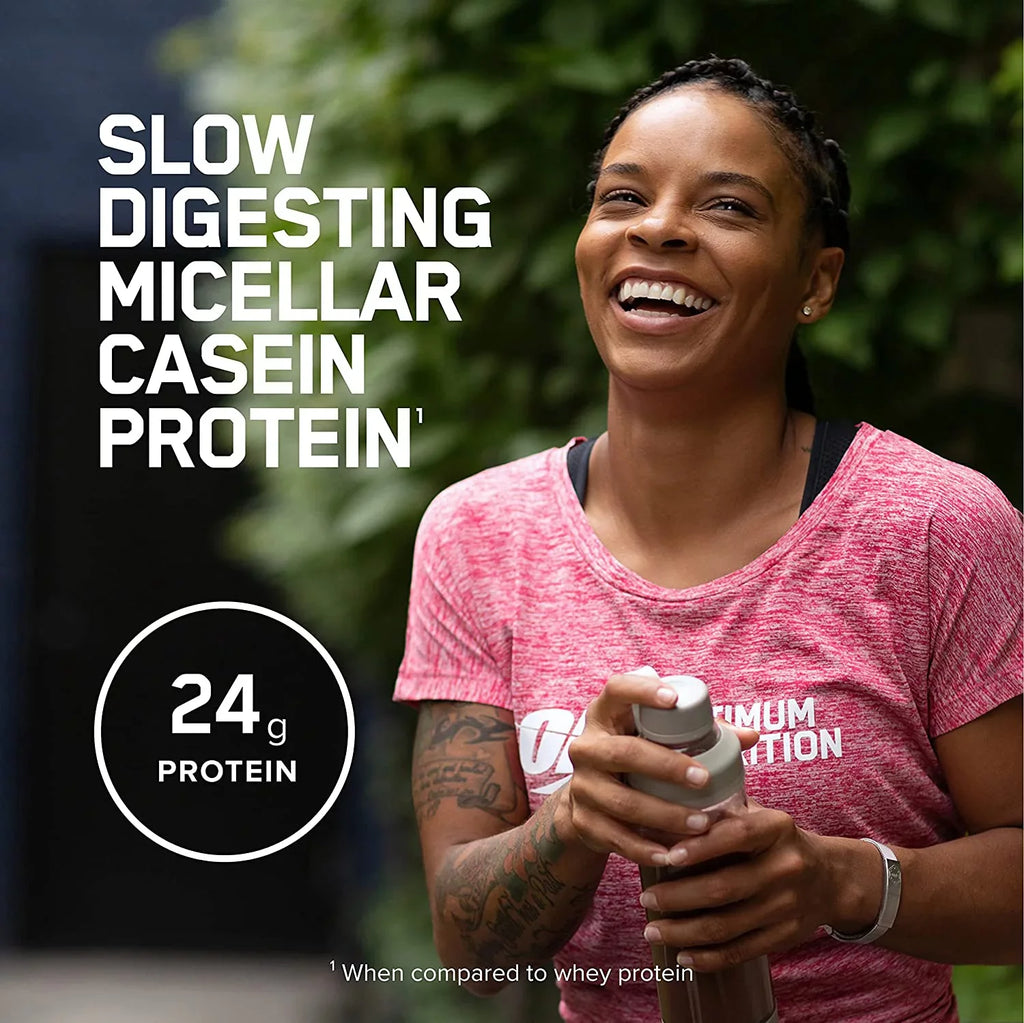 Chocolate Casein, 100% Protein Gold Nutrition, Standard Powder, 1.87 Peanut Optimum 24g Butter, lb